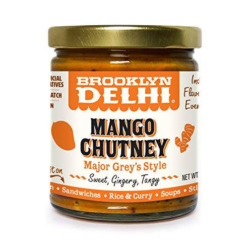 Brooklyn Delhi Mango Chutney - 9 Ounces - Made with Ripe Mangos, Golden Raisins, Fresh Ginger, Garam Masala, and Lemon Juice for a Nice Sour Note - Vegan - No Artificial Additives