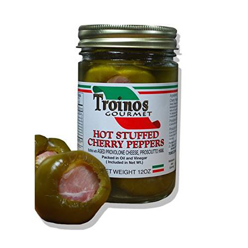 Troino’s Gourmet Hot Stuffed Cherry Peppers with Prosciutto & Provolone, 12 Ounce