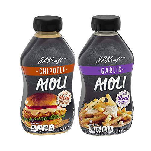 J.L Kraft Chipotle & Garlic Aioli w/ Real Chipotle Peppers/Roasted Garlic Spread for Dipping, Sandwiches, Burgers Combo Pack - 2 Pk (24 oz)