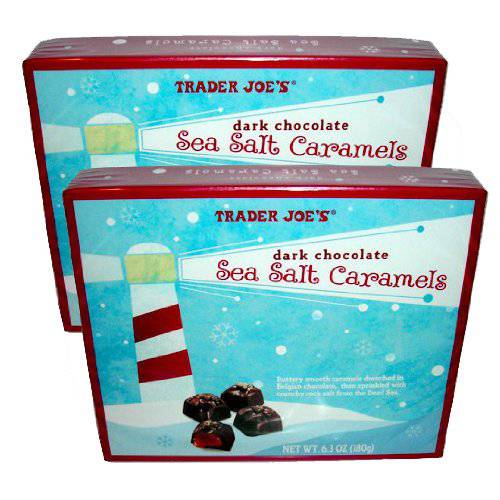 Trader Joe’s Dark Chocolate Sea Salt Caramels 6.3 Oz. Box (Pack of 2)