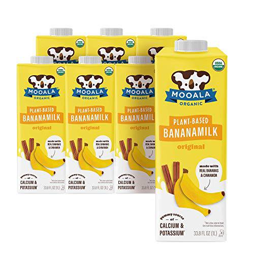 Mooala – Organic Original Bananamilk, 1L (Pack of 6) – Shelf-Stable, Non-Dairy, Nut-Free, Gluten-Free, Plant-Based Beverage with No Added Sugar