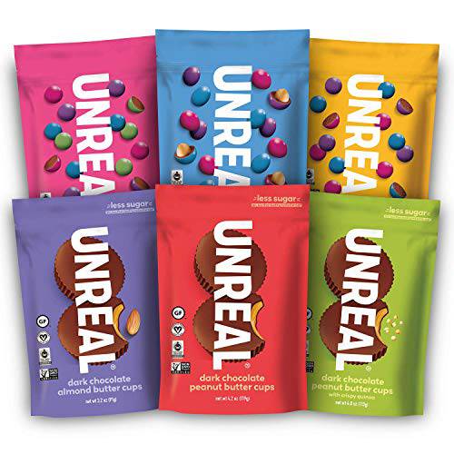 UNREAL Chocolate Variety Pack | Less Sugar, Fair Trade, Natural | 6 Bags …