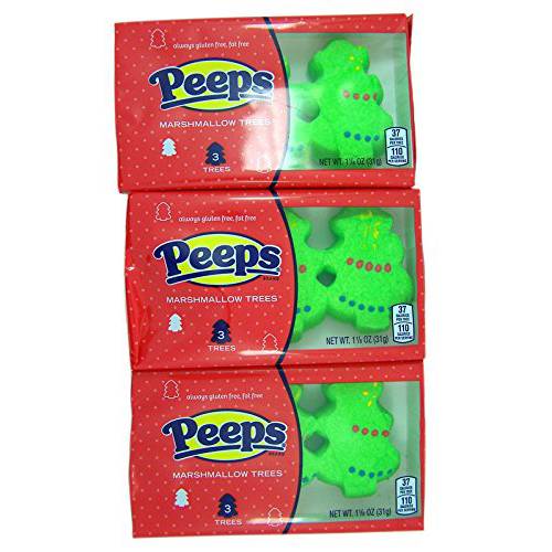 Peeps Christmas Tree Marshmallow Candy, 3 Count, Pack of 3