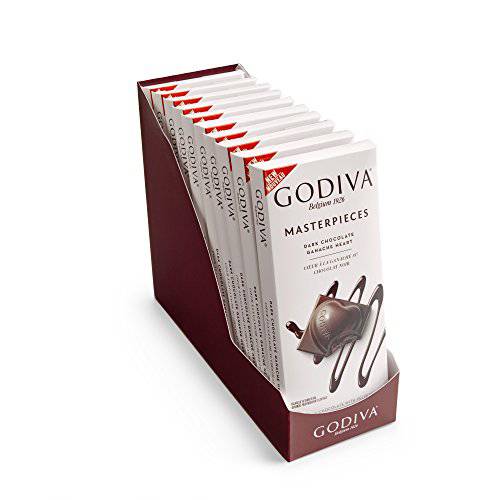 Godiva Chocolatier Masterpiece Dark Chocolate Ganache Hearts Bar, Candy Bars, 10 Pack