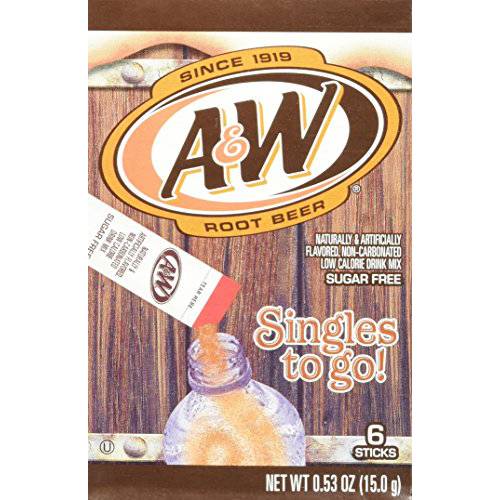 A&W Root Beer Drink Mix Singles to Go 6 Boxes, 6 Packets Each
