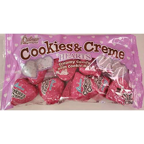Palmer Cookies & Creme Hearts, white chocolate with cookie bits Valentines 4.5oz bag