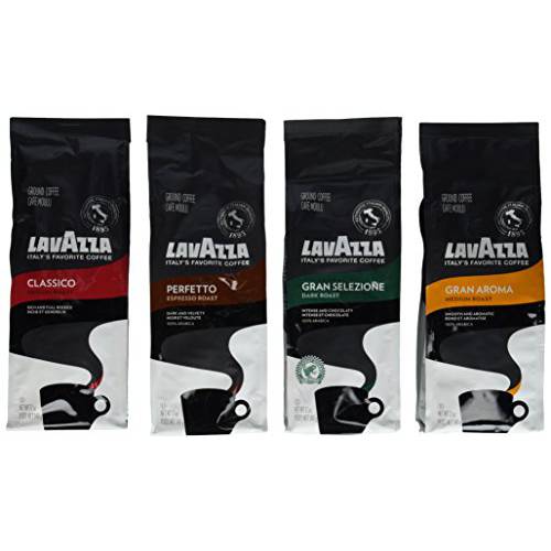 Lavazza Classico, Gran Aroma, Gran Selezione & Perfetto Ground Coffee (Pack of 4)