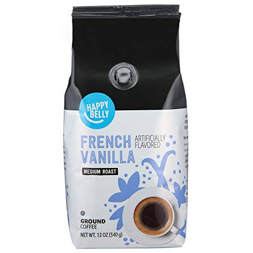 Amazon Brand - Happy Belly French Vanilla Flavored Ground Coffee, Medium Roast, 12 Ounce