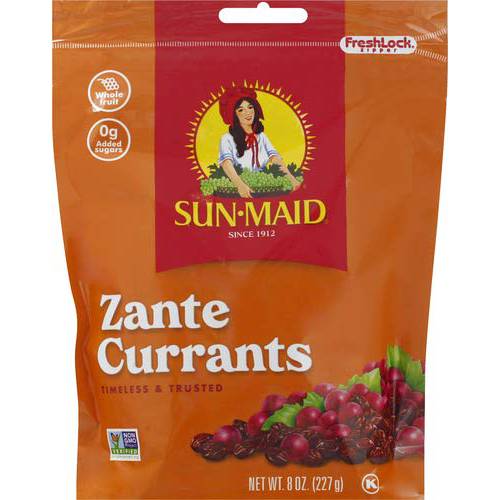 Sun-Maid California Zante Currants Snack Bags Whole Natural Dried Fruit No Artificial Flavors Non-GMO Vegan And Vegetarian Friendly 8 Ounce , Pack of 1