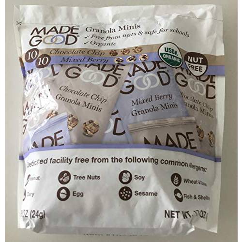 Made Good Granola Minis Variety Bundle, 10 of Each Mixed Berry and Chocolate Chip Granola Minis 0.85 Ounce Pouches, 20 Total