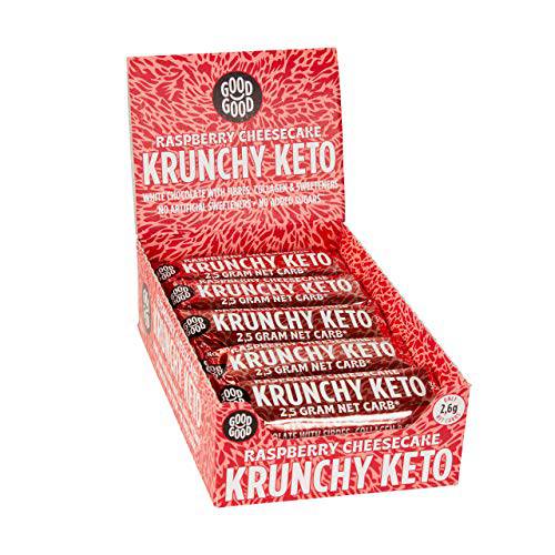 Krunchy Keto Bars - 3g Net Carb Per Bar - Raspberry Keto Friendly Bars - No Added Sugar (Raspberry Cheesecake, 15 Pack)