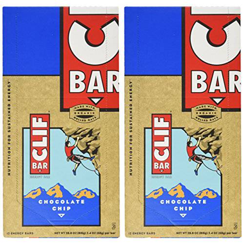 CLIF BARS - Energy Bars - Chocolate Chip - Made with Organic Oats - Plant Based Food - Vegetarian - Kosher (2.4 Ounce Protein Bars, 24 Count) Packaging May Vary,12 Count (Pack of 2)