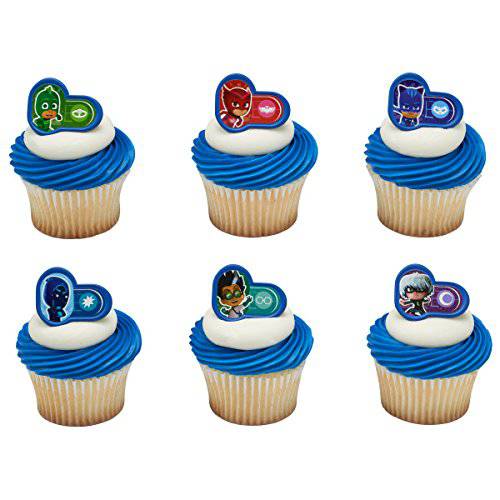 24 Pj Masks Heroes And Villians Rings Cupcake Cake Toppers Birthday Party Favor