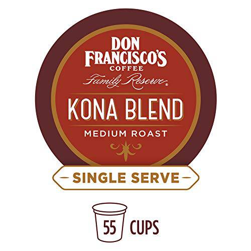 Don Francisco’s Kona Blend Medium Roast Coffee Pods - 55 Count - Recyclable Single-Serve Coffee Pods, Compatible with your K-Cup Keurig Coffee Maker (Including 2.0)