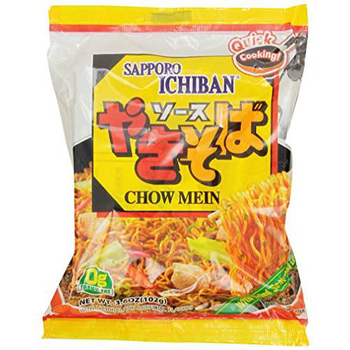 [SAPPORO ICHIBAN] Yakisoba, No.1 Tasting Instant Japanese Fried Noodles, Delicious Chow Mein (3.6 Oz. x 24 packs) | 24 Pack Case