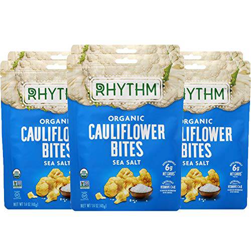 Rhythm Cauliflower Bites Sea Salt (Vegan, Paleo Friendly, Gluten-Free) Mission Nutrition Vegan Box (6 Pack)