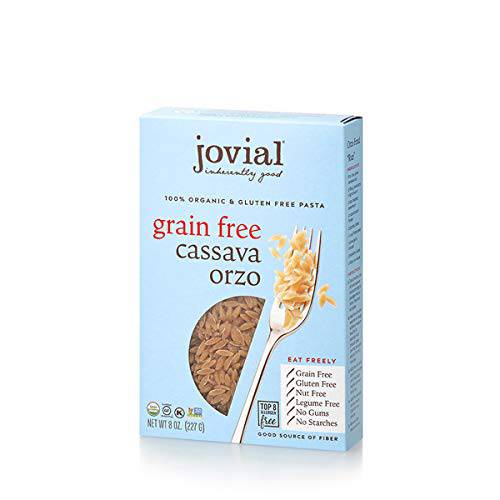 Jovial Grain-Free Cassava Orzo | Cassava Pasta | Paleo Pasta | Grain-Free | Certified Gluten-Free | 100% Organic Pasta | USDA Certified Organic | Non-GMO | High-Fiber | 8 oz (3 pack)