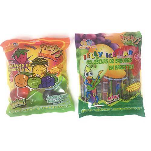 2 Packs Of Fruity’s Jelly Candies - 1 Jelly Ice Bar and 1 Jelly Fruit Shaped Candies, Bundle of 2