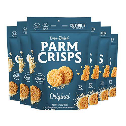 ParmCrisps - Original Cheese Parm Crisps, Made Simply with 100% REAL Parmesan Cheese | Healthy Keto Snacks, Low Carb, High Protein, Gluten Free, Oven Baked, Keto-Friendly | 1.75 Oz (Pack of 6)