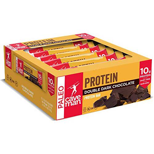 Caveman Foods Double Dark Chocolate Protein Bar, 1.4 Ounce Bars, 12 Count