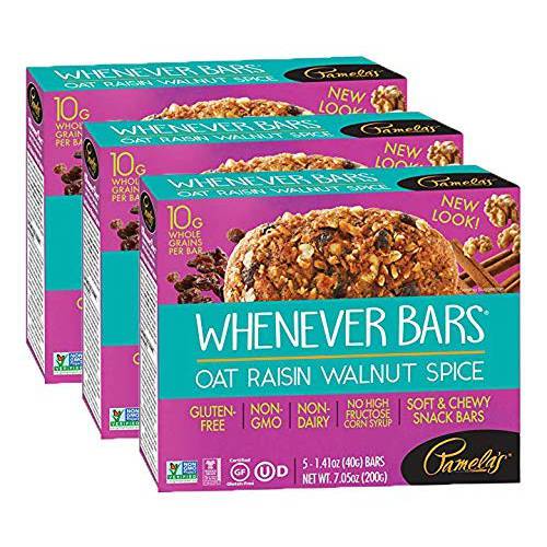 Pamela’s Products Gluten Free Whenever Bars (Oat Raisin Walnut Spice, Pack - 3)