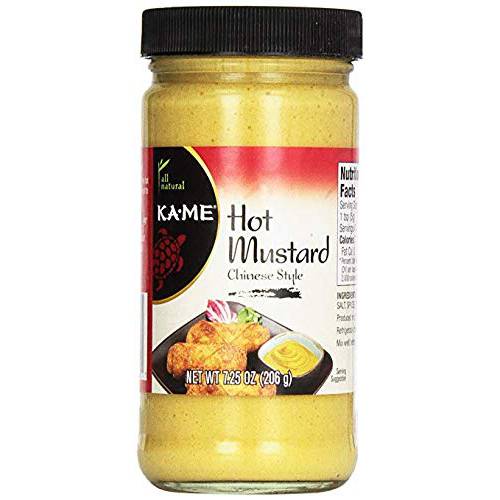 KA-ME Chinese Style Hot Mustard 7.25 oz (Pack of 2), Authentic Asian Ingredients and Flavors, Certified Gluten Free, No Preservatives/MSG, Condiments For Egg & Spring Rolls, Fried Wonton, Roasted Pork Belly, Chinese Beef Hot Pot and Many More