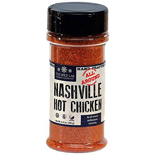 The Spice Lab Nashville Hot Chicken Seasoning - All Purpose Spicy Dry Rub for Fried Chicken, Pork Chops, Vegan Chicken and Cauliflower - Gluten Free & Kosher Southern Flavor – 6.5 oz Shaker – 7106