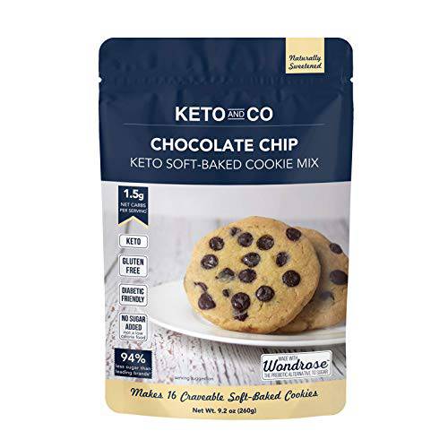 Chocolate Chip Soft-Baked Keto Cookie Mix by Keto and Co | Just 1.5g Net Carbs Per Serving | Gluten Free, Low Carb, No Added Sugar, Naturally Sweetened | (Chocolate Chip Cookies)