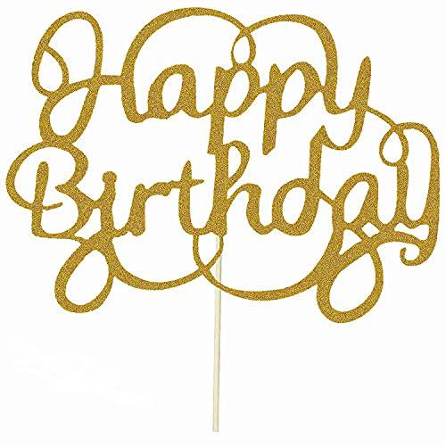 4 Pack Happy Birthday Cake Topper Color Glitter Gold Birthday Decorations Cake Toppers