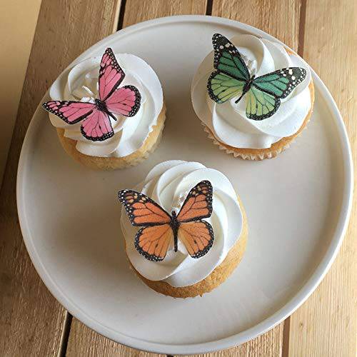 CHOCKACAKE Edible Wafer Butterflies - Big Assorted Set of 24 - Cake and Cupcake Toppers, Decoration