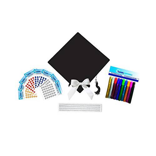 Tassel Toppers Graduation Cap Decorating Kit - Black- Do It Yourself Grad Cap Decorations