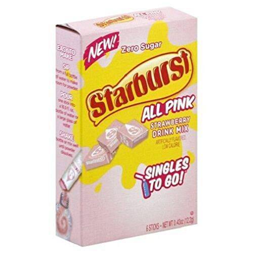 STARBURST SINGLES TO GO DRINK MIX STRAWBERRY ALL PINK 6 pack