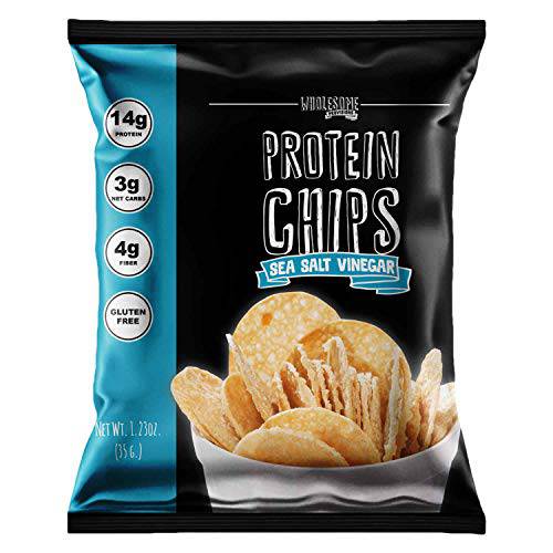 Protein Chips, 14g Protein, 3g-4g Net Carbs, Gluten Free, Keto Snacks, Low Carb Snacks, Protein Crisps, Keto-Friendly, Made in USA (Sea Salt Vinegar, 7 Pack)