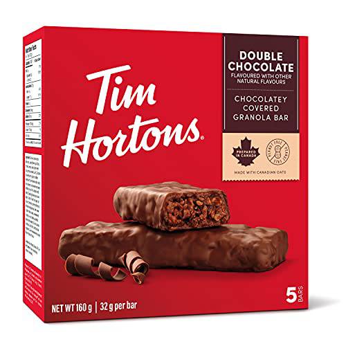 Tim Hortons Double Chocolate Granola Bars, Peanut Free, 5 Count, Imported from Canada}