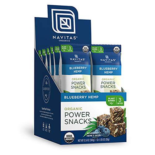 Navitas Organics, Superfood Power Snacks 12x1.05 oz. Packet Servings — Organic NonGMO GlutenFree Vegan, Blueberry Hemp, 12.6 Ounce