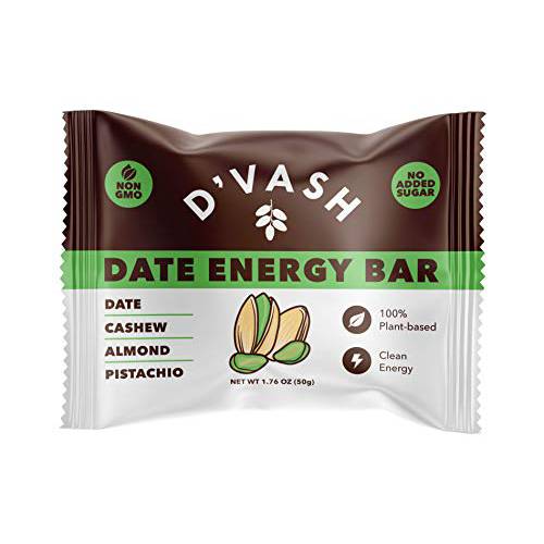 Date Cashew Almond Pistachio Energy Date Bar 6 Pack, 100% Dates, No Added Sugar, Paleo, Non-GMO, Kosher…