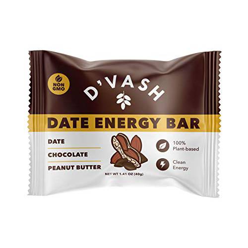 Healthy Snack Energy Date Bars by D’Vash - Date,Peanut Butter Crunch,Chocolate|6 Pack, No Added Sugar, Vegan, Non-GMO, Kosher