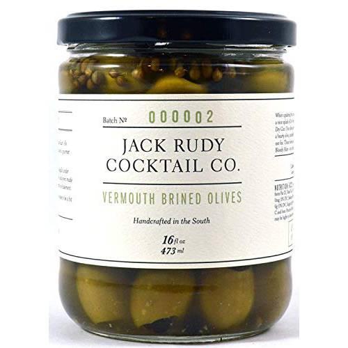 Jack Rudy Cocktail Co Vermouth Marinated Green Pitted Olives
