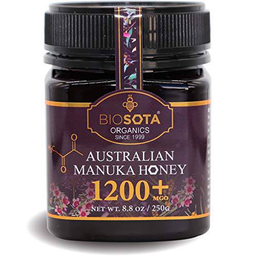 BIOSOTA Organic Manuka Honey MGO 1200+ - Medical Grade Manuka Honey from Australia | Australian Certified Organic Honey | Jelly Bush Honey NPA/ULF 25+ | 8.8oz