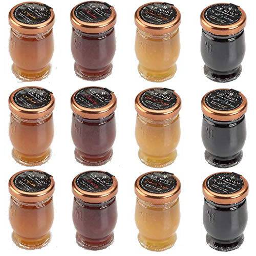 Le Must Organic French Preserves Assortment Mini Jars (Strawberry, Apricot, Blueberry, Orange Marmalade), 3 Bottles Each (Pack of 12) Miniatures
