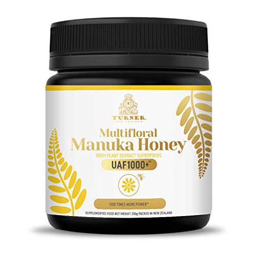 Multifloral Manuka Honey New Zealand, (8.8oz/250g) 1000x Power with UAF1000+ Antioxidants, Immune Support, Younger Skin, Aids Digestion, Prebiotic, Natural Superfood Antioxidants Supplement, 1 Jar