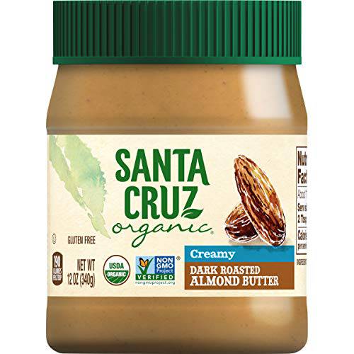 Santa Cruz Organic Creamy Dark Roasted Almond Butter, 12 Ounces (Pack of 6)