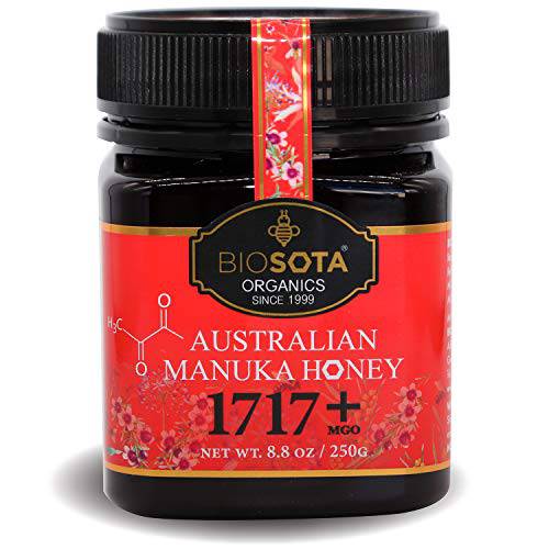 BIOSOTA Organic Manuka Honey MGO 1717+ - Rarest Medical Grade Manuka Honey | 100% Raw Honey | Unheated Pure Honey from Australia | Jelly Bush Honey NPA/ULF 31+ | 8.8oz