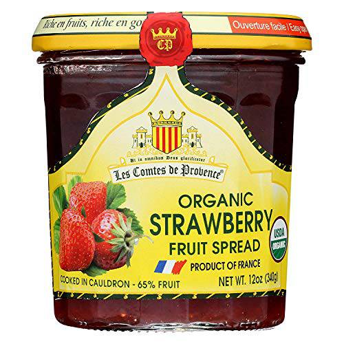 Strawberry Jam Spread USDA Organic Preserve – 12 oz / 340 g – Made in France Traditional Jam Non GMO Gluten Free