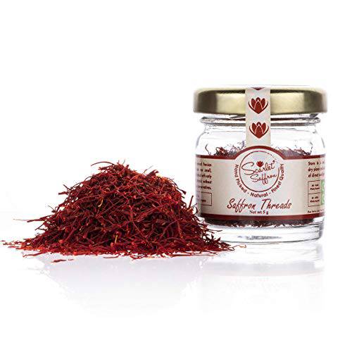 Scarlet Saffron Natural Red Saffron Threads (5 Grams/0.18 oz), Authentic Cooking Ingredient with Rich Color & Aroma, For Soups, Curry, Paella, Risotto & Beverages