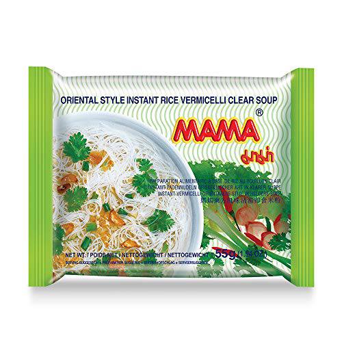 MAMA Noodles Vermicelli Clear Soup Instant Rice Noodles w/ Delicious Thai Flavors, Hot & Spicy Noodles, No Trans Fat w/ Fewer Calories Than Deep Fried Noodles 30 Pack