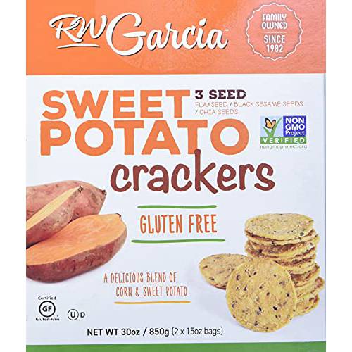 RW Garcia Sweet Potato 3 Seeds Crackers Net Wt 30 Oz (2 X 15oz Bags), 30 Oz