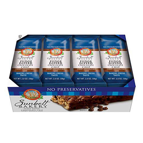 Sunbelt Bakery Fudge Dipped Chocolate Chip Chewy Granola Bars, 1 Boxes No Preservatives Bars, 12 Count