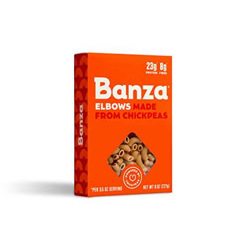 BANZA Chickpea Pasta â€“ High Protein Gluten Free Healthy Pasta â€“ Elbows, 8 Ounce (Pack of 6) (PAS103)