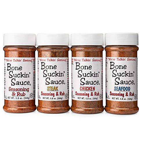 BONE SUCKIN’ BBQ Rubs and Spices for Smoking - Grilling Spices and Meat Rub - BBQ Spice Seasoning Sauces - Smoker Seasoning Rubs Gift - Dry Rubs Smoking Seasonings 5.8oz Pack of 4 Gluten free - Kosher